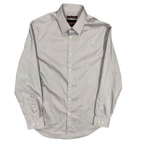 Egara Dress Shirt Skinny Fit Stretch Long Sleeve Cotton Grey 15 1/2 Medium